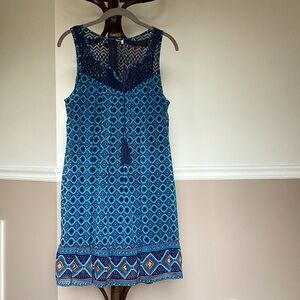 Vibrant Blue Geometric Sleeveless Dress